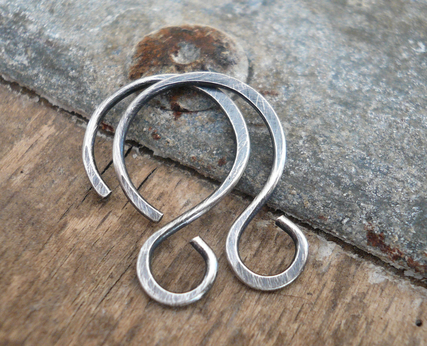 Solitude Sterling Silver Earwires - Handmade. Oxidized and Polished