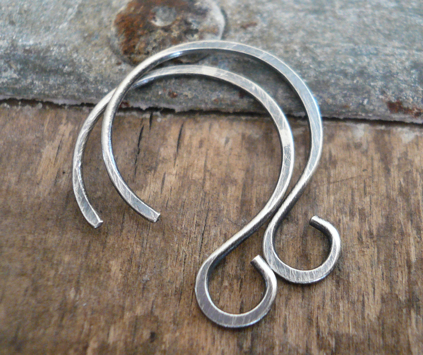 12 Pairs of my Large Solitude Sterling Silver Earwires - Handmade. Handforged. Oxidized and polished