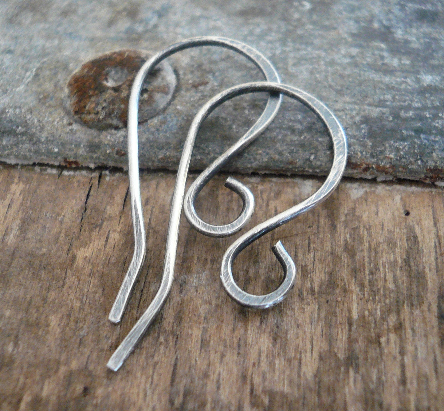 Solitaire Sterling Silver Earwires - Handmade. Oxidized and polished. Made to Order