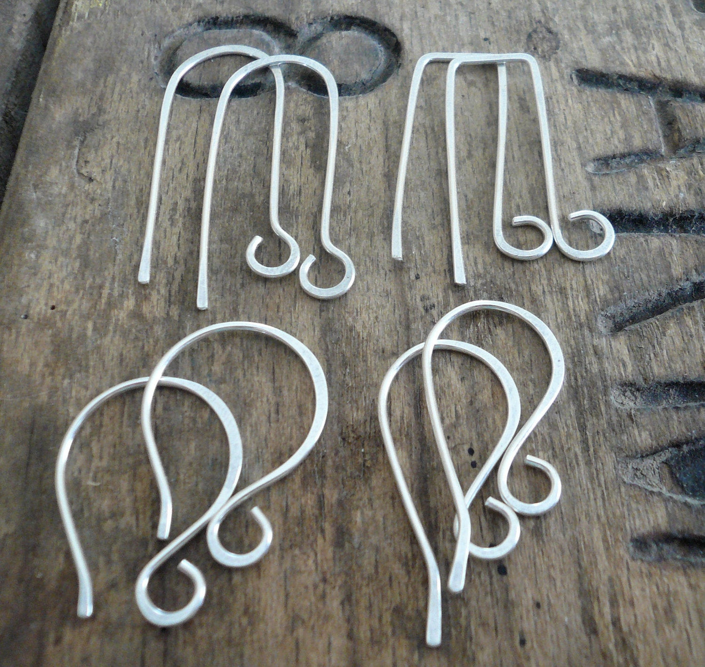 8 Pair Variety Pack Sterling Silver Earwires - Handmade. Handforged