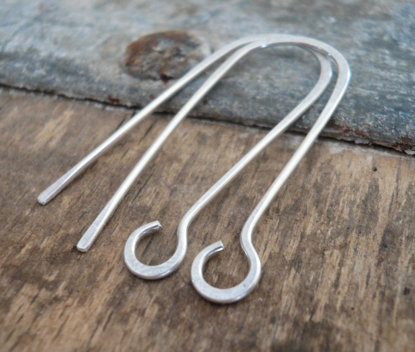 Minimalist Sterling Silver Earwires - Handmade. Handforged