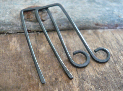 Millstone Sterling Silver Earwires - Handmade. Handforged. Heavily Oxidized Black Finish