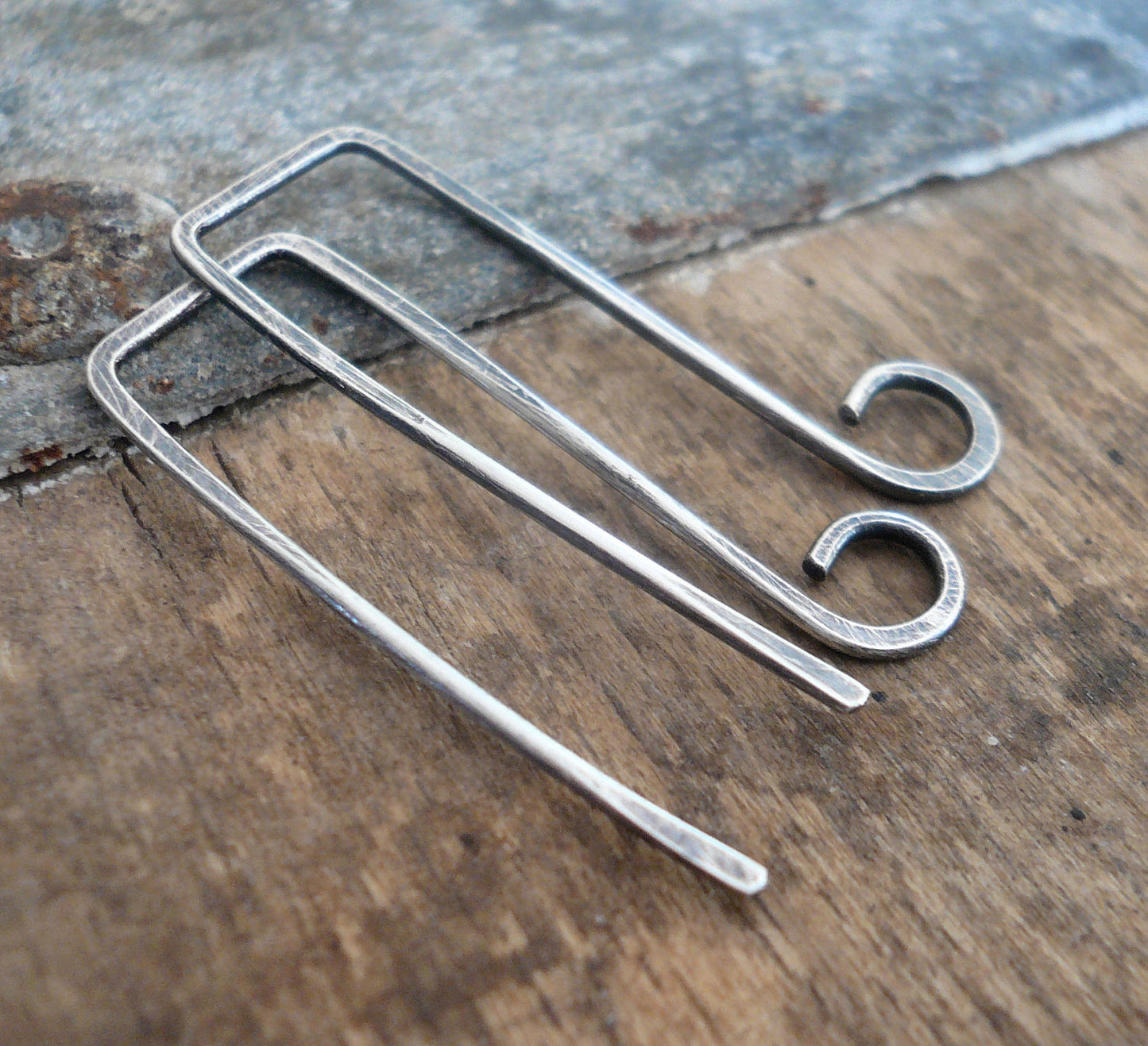 Millstone Sterling Silver Earwires - Handmade. Handforged. Oxidized and polished
