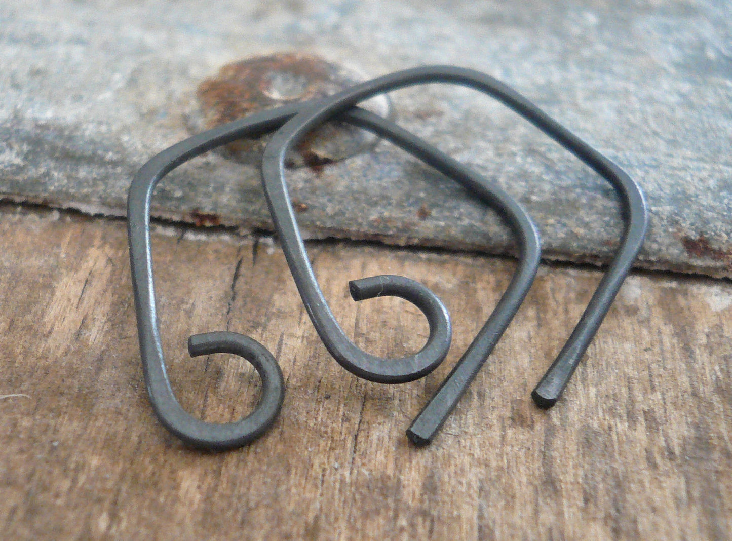 Whirlpool Sterling Silver Earwires - Handmade. Handforged. Heavily Oxidized