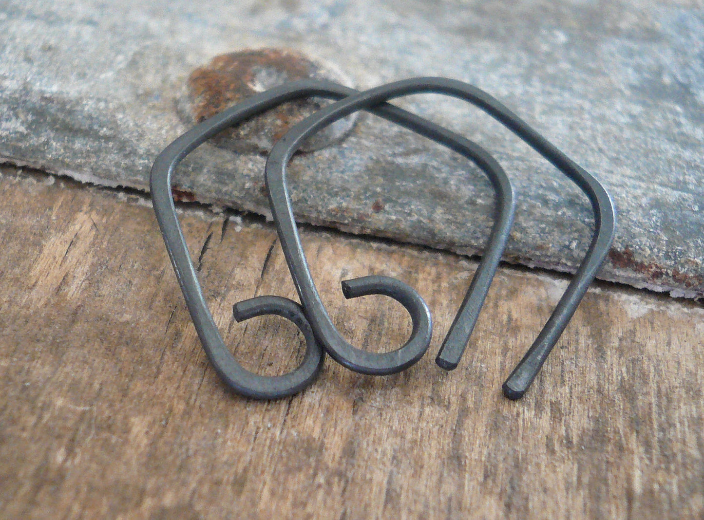Whirlpool Sterling Silver Earwires - Handmade. Handforged. Heavily Oxidized