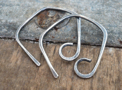 Whirlpool Sterling Silver Earwires - Handmade. Handforged. Oxidized & polished Finish