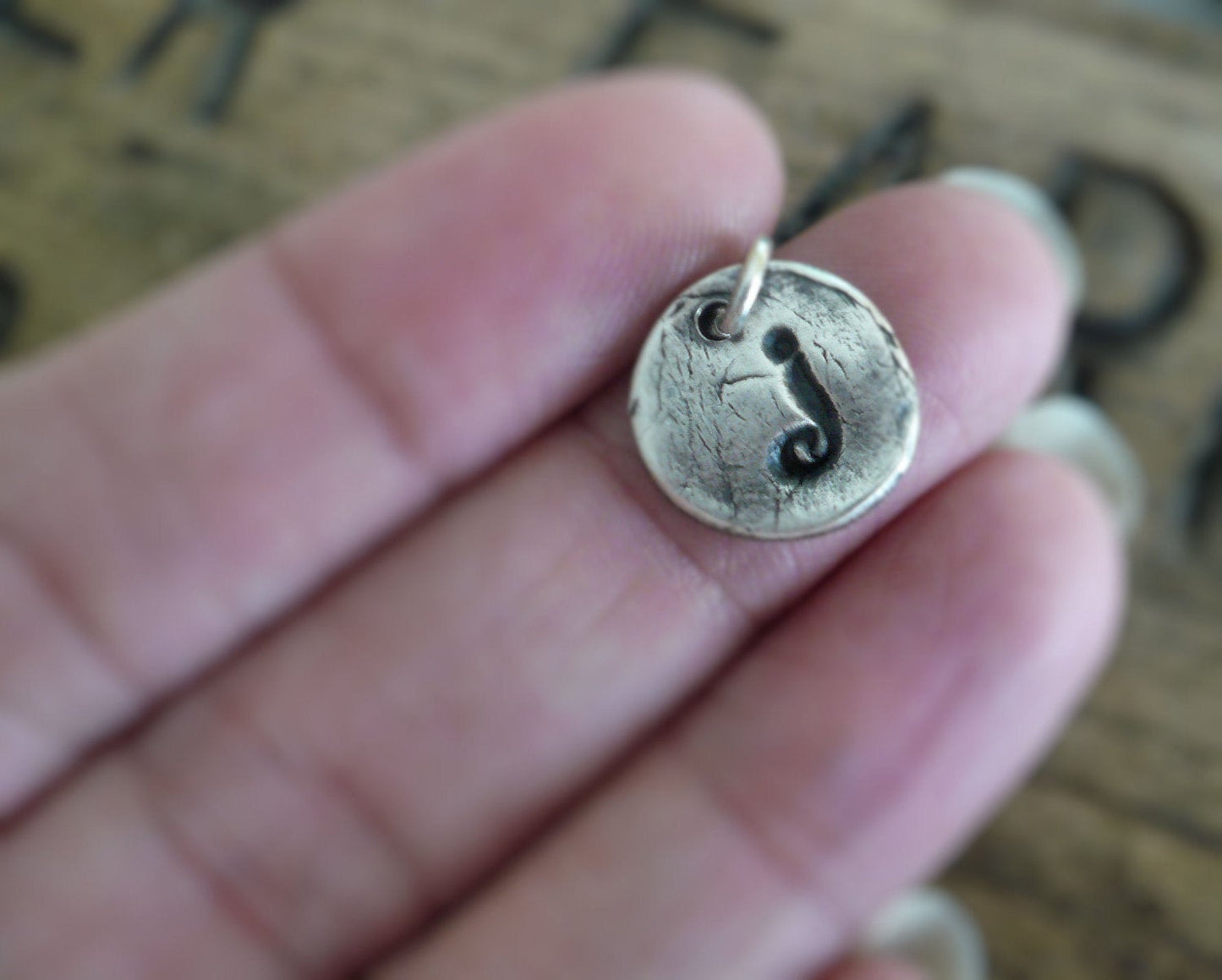 Initial Pendant Lower Case - Handmade. Personalized. Oxidized Fine Silver