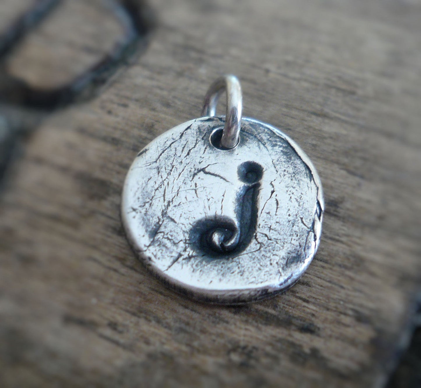 Initial Pendant Lower Case - Handmade. Personalized. Oxidized Fine Silver