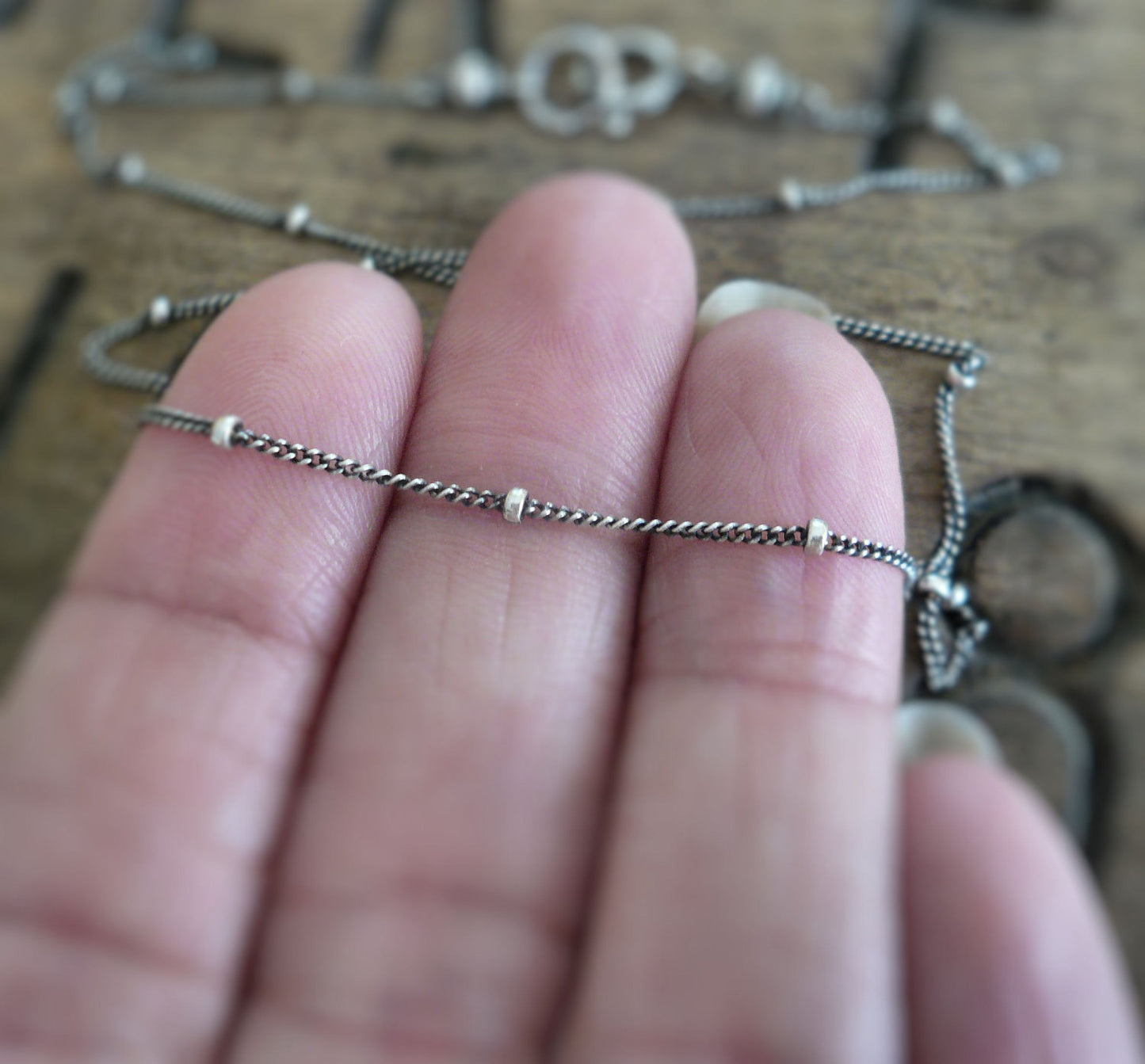 Necklace Design Your Own Series -  Oxidized Sterling Silver Satellite Chain