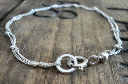 Anklet Design Your Own Series -  2 strand 14kt Goldfill or Sterling Silver Satellite Chain