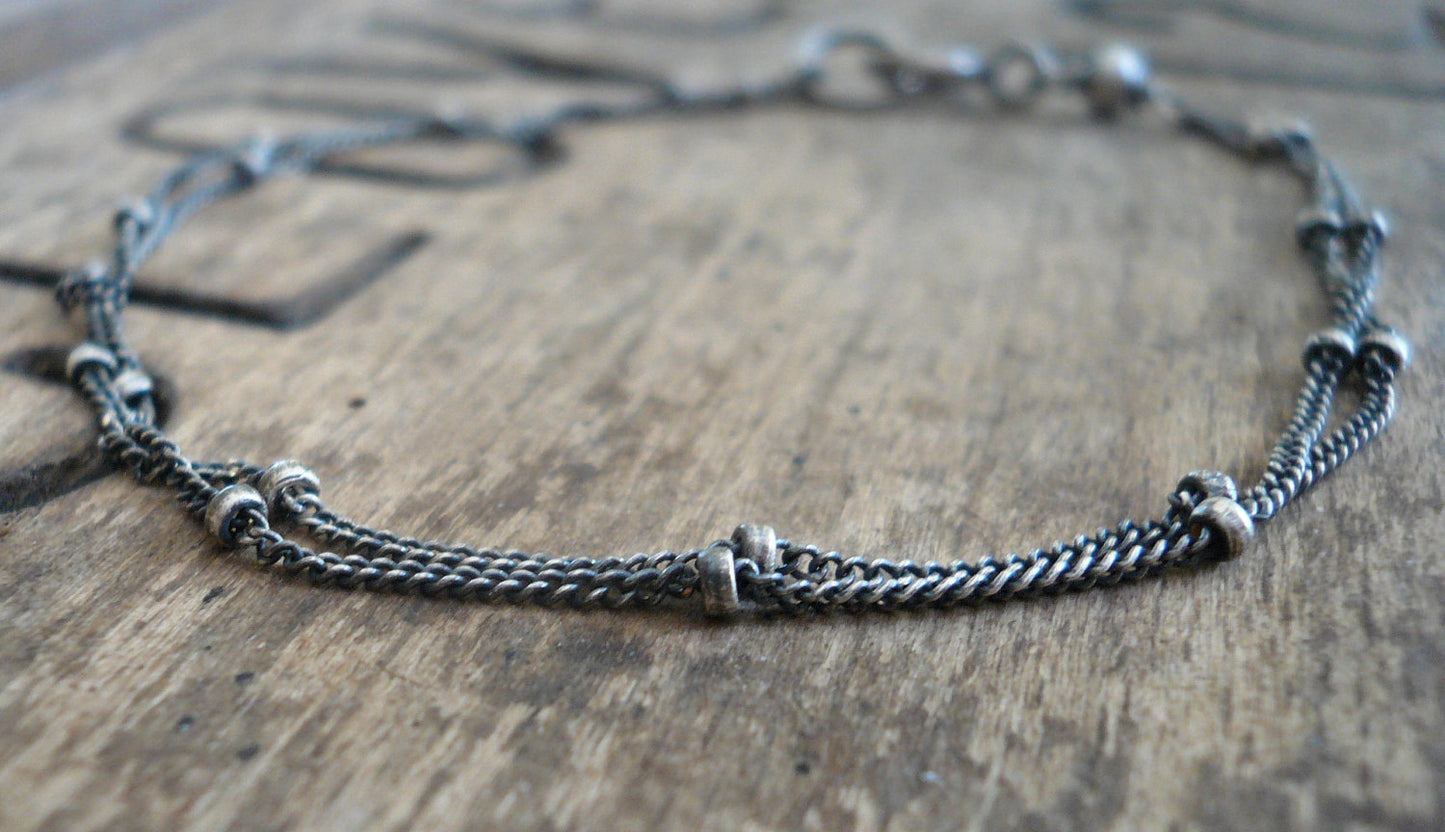 Bracelet Design Your Own Series -  2 strand Oxidized Sterling Silver Satellite Chain