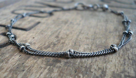 Bracelet Design Your Own Series -  2 strand Oxidized Sterling Silver Satellite Chain