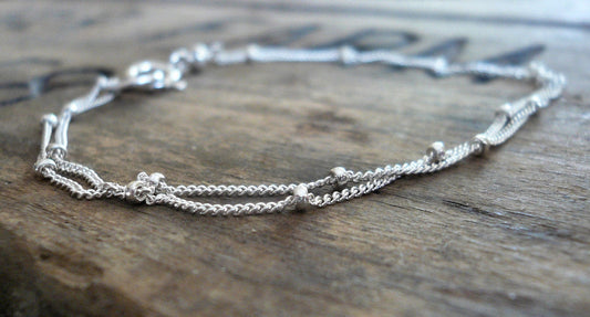 Anklet Design Your Own Series -  2 strand Sterling Silver or 14kt Goldfill Satellite Chain