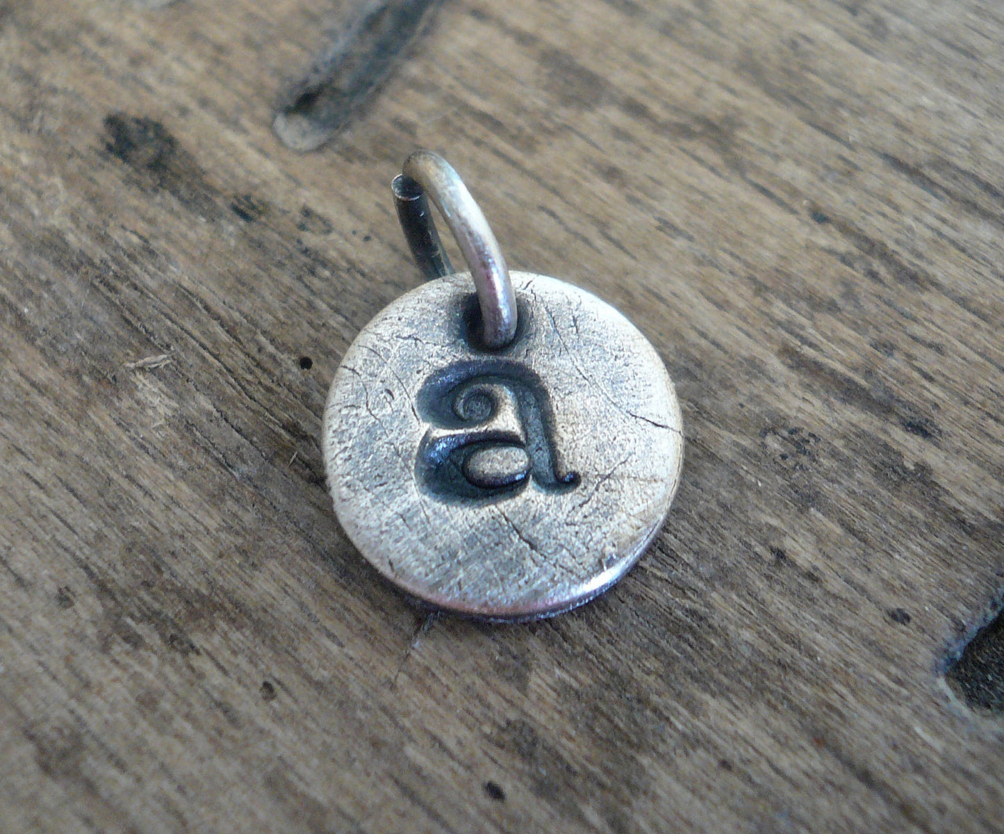 Initial Pendant Lower Case - Handmade. Personalized. Oxidized Fine Silver