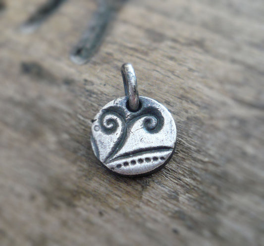 Frond Pendant- Handmade. Oxidized Fine Silver. Design Your Own Series