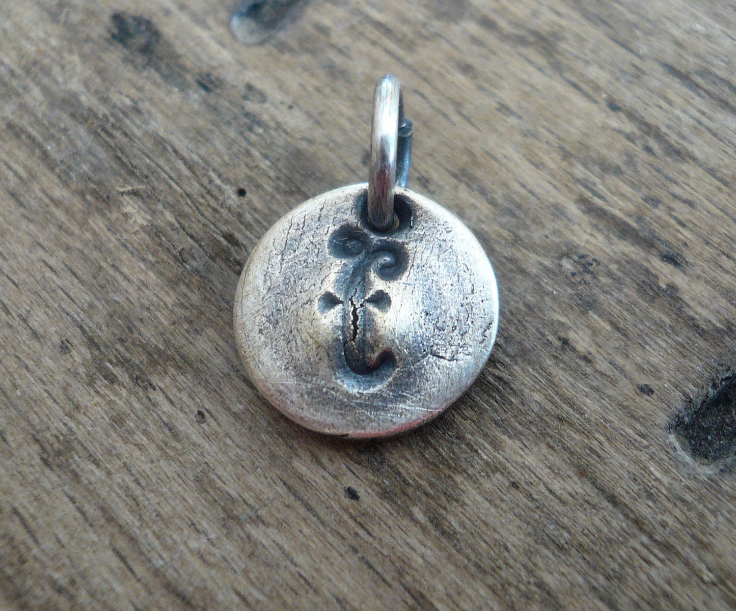 Initial Pendant Lower Case - Handmade. Personalized. Oxidized Fine Silver