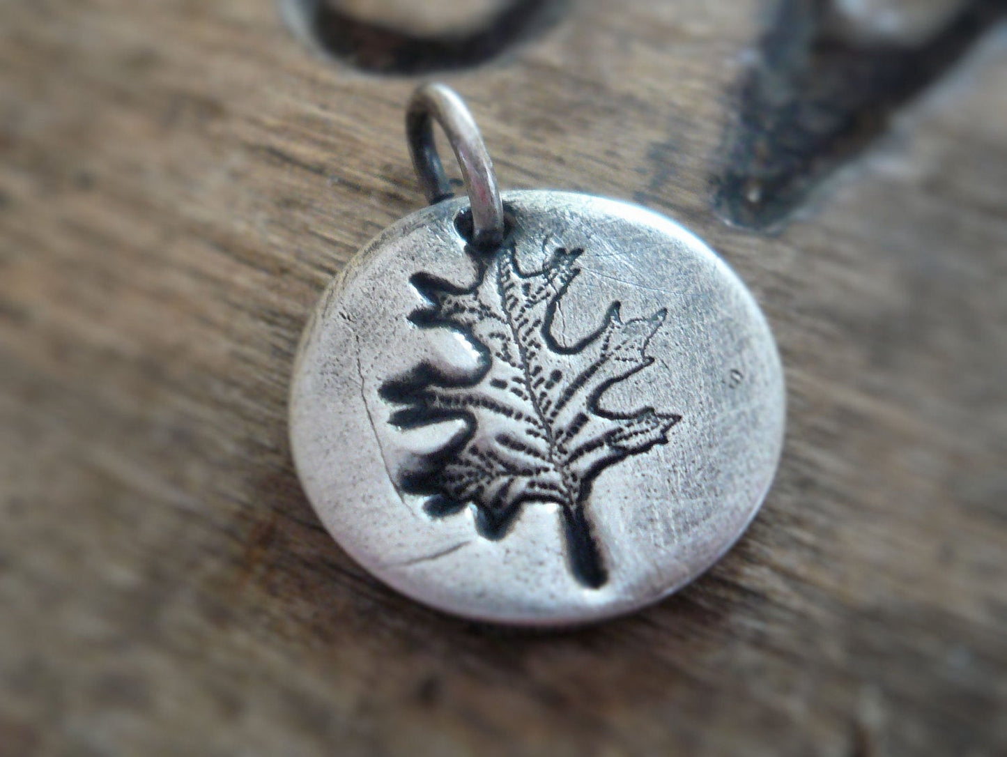 Mighty Oak Pendant- Handmade. Oxidized Fine Silver. Design Your Own Series