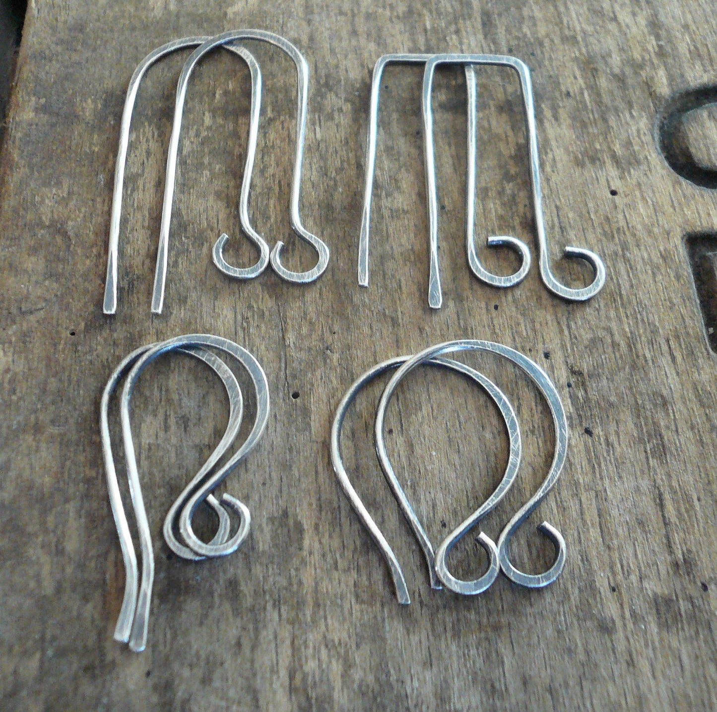8 Pair Variety Pack Sterling Silver Earwires - Handmade. Handforged. Oxidized and polished