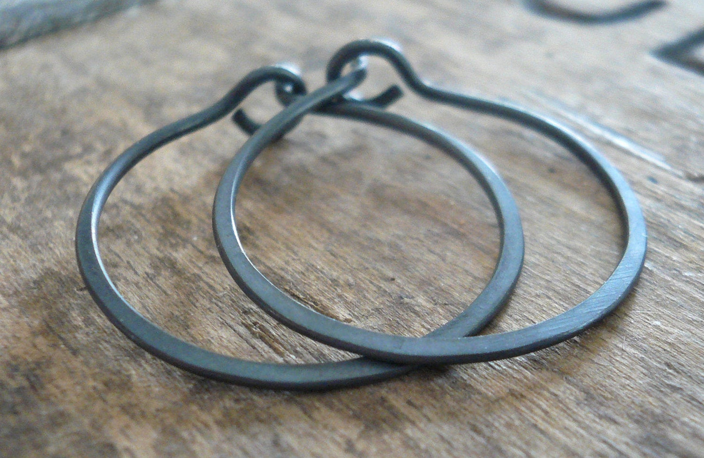 Every Day Hoops - Handmade in Heavily Oxidized Sterling Silver. 4 sizes