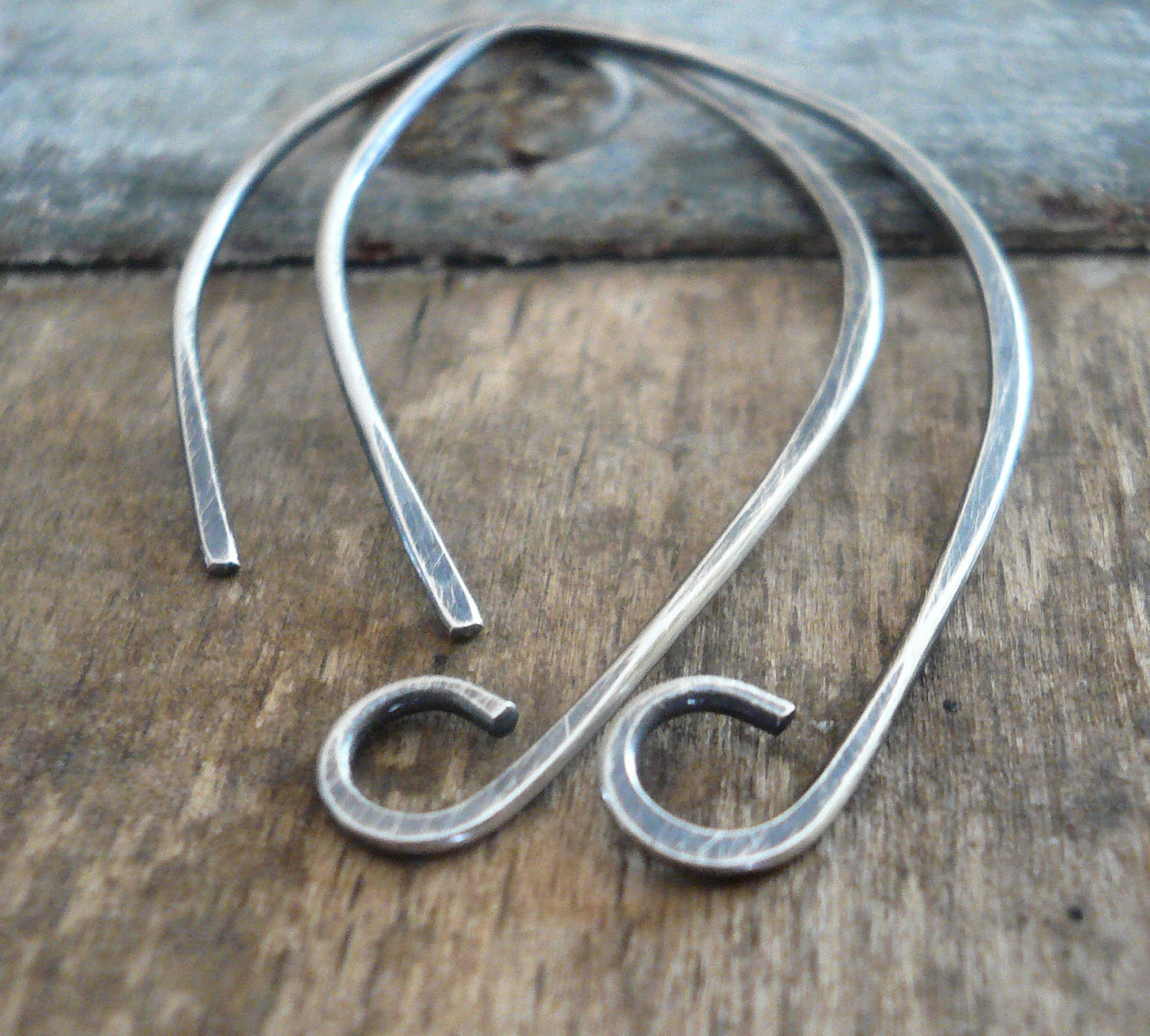 Hint Sterling Silver Earwires - Handmade. Handforged. Oxidized and polished