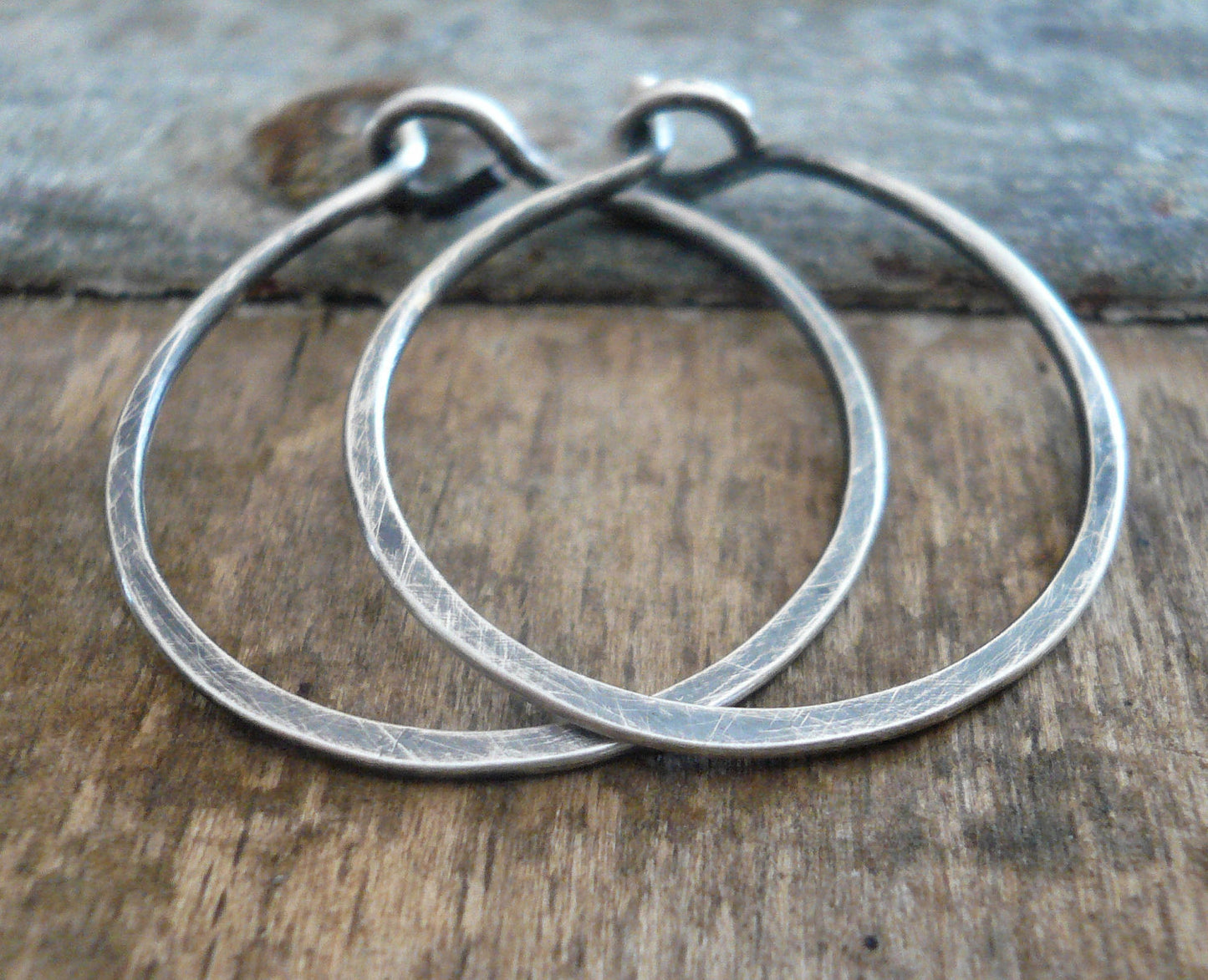 Every Day Hoops - Handmade in Heavily Oxidized Sterling Silver. 4 sizes
