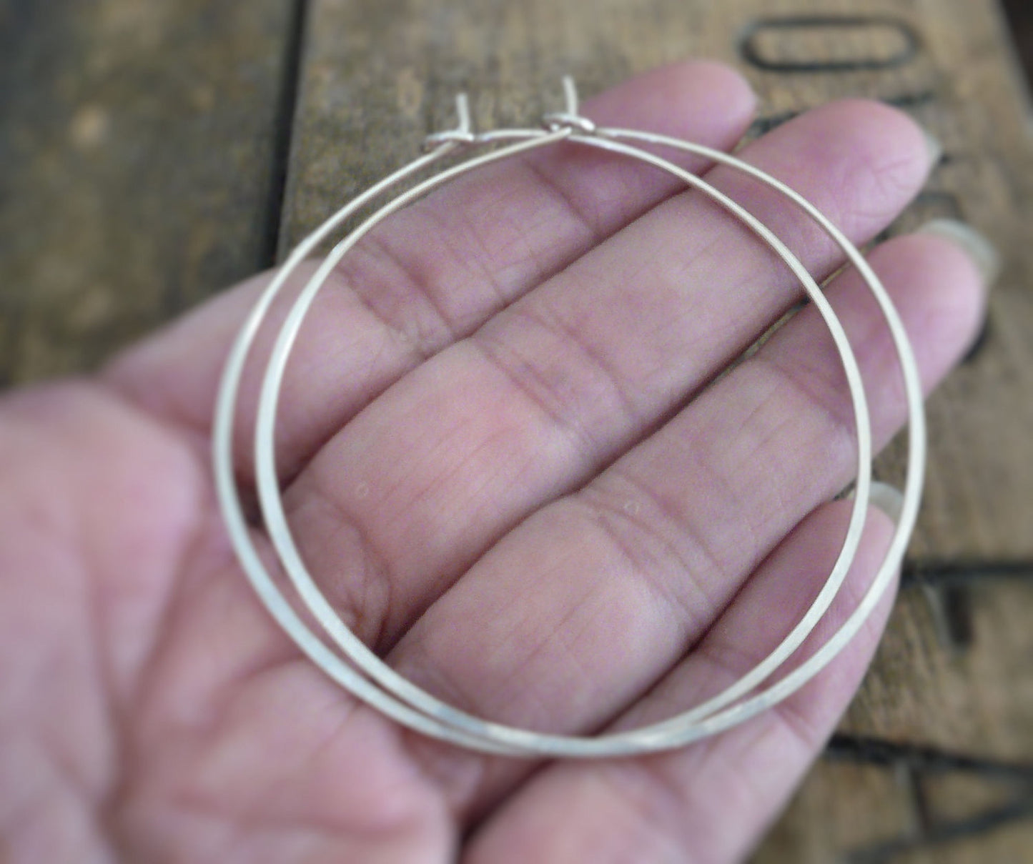 BIG Every Day Hoops - Handmade. Sterling Silver. 2 inch Hoops. Heavily Oxidized