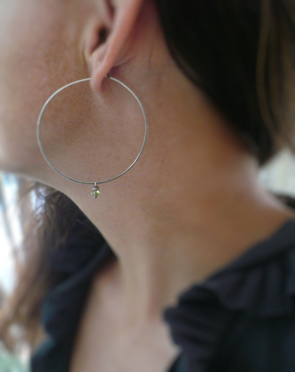 BIG Every Day Hoops - Handmade. Sterling Silver. 2 inch Hoops. Oxidized and Polished. Made to Order