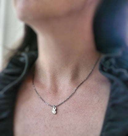 Sweethearts Necklace - Handmade. Oxidized Fine and Sterling Silver Personalized Heart Charm Necklace