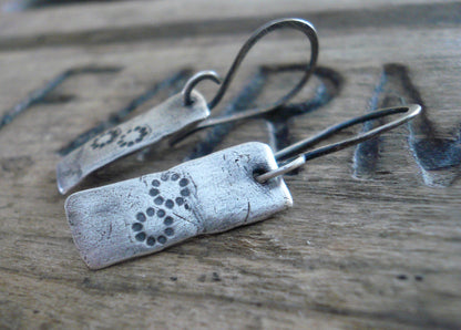 Daisy Earrings - Handmade. Oxidized fine and sterling silver. Summer Fields Collection