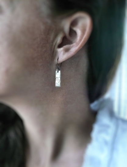 Daisy Earrings - Handmade. Oxidized fine and sterling silver. Summer Fields Collection