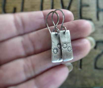 Daisy Earrings - Handmade. Oxidized fine and sterling silver. Summer Fields Collection