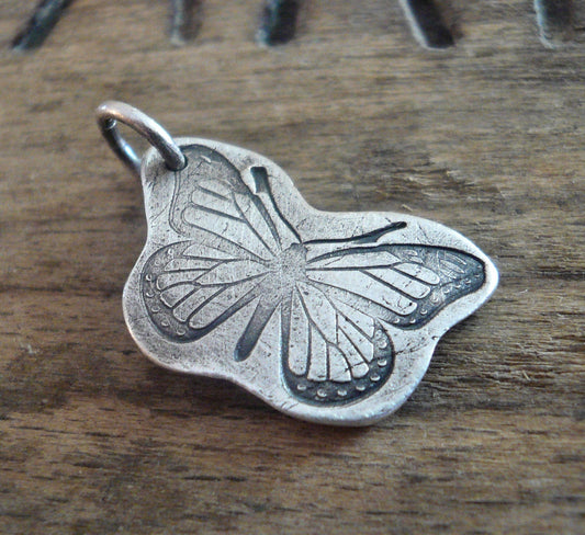 Flutter Pendant - Handmade. Oxidized fine and sterling silver. Summer Fields Collection. Design Your Own Series