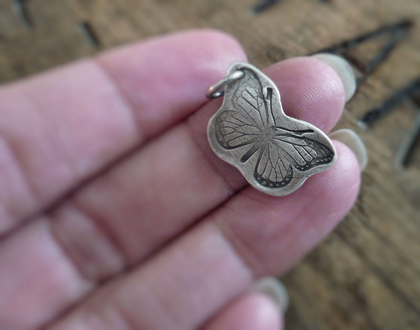 Flutter Pendant - Handmade. Oxidized fine and sterling silver. Summer Fields Collection. Design Your Own Series