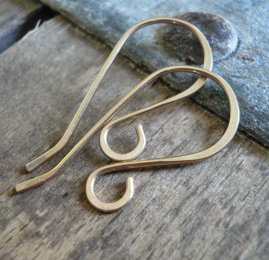 Solitaire 14kt Goldfill Earwires - Handmade. Handforged
