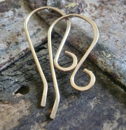 Solitaire 14kt Goldfill Earwires - Handmade. Handforged