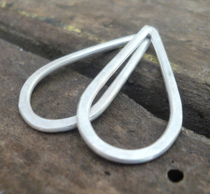 Medium Handforged Sterling Silver Tear Drops - Handmade. Hand forged. 22mm. 1 pair