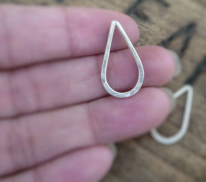 Medium Oxidized Sterling Silver Tear Drops - Handmade. Hand forged. 22mm. 1 pair