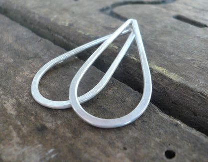 Large Hammered Oxidized Sterling Silver Tear Drops - Handmade. Hand forged. 27mm. 1 pair