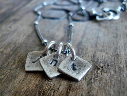 Monogram Necklace - Handmade. Personalized. Oxidized Fine and Sterling Silver