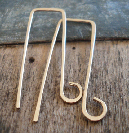 Millstone 14kt Goldfill Earwires - Yellow or Rose Goldfill. Handmade. Handforged