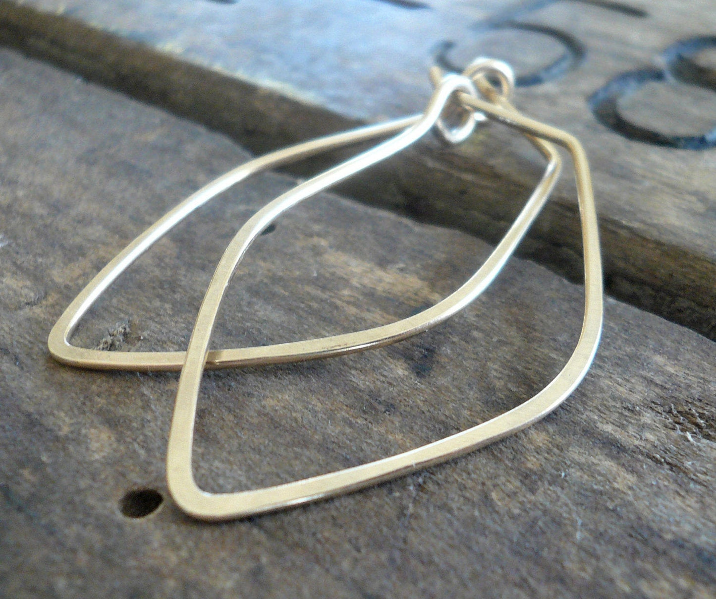 Leaf Hoops - Handmade. Hammered. 14k goldfill hoops