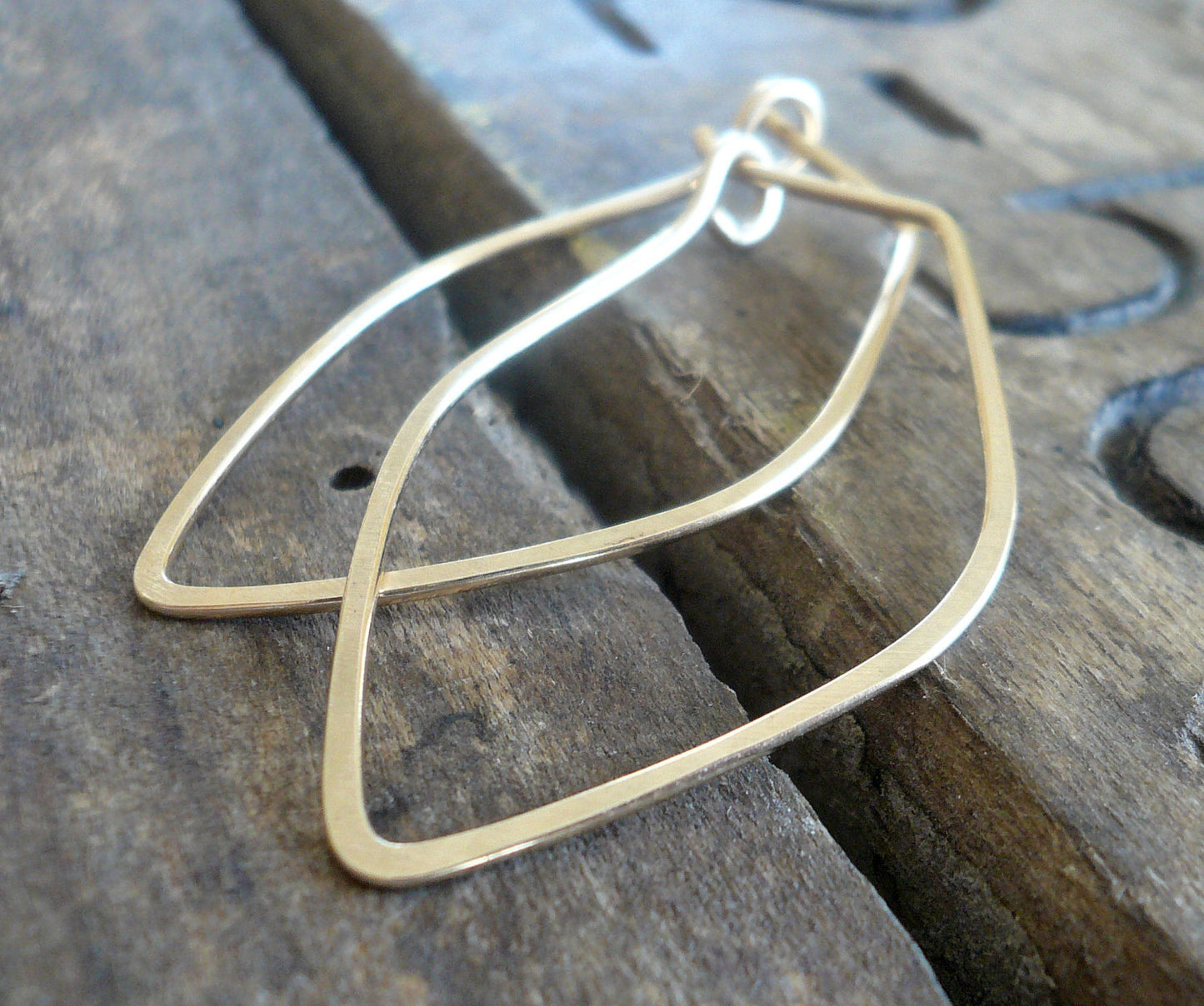 Leaf Hoops - Handmade. Hammered. 14k goldfill hoops