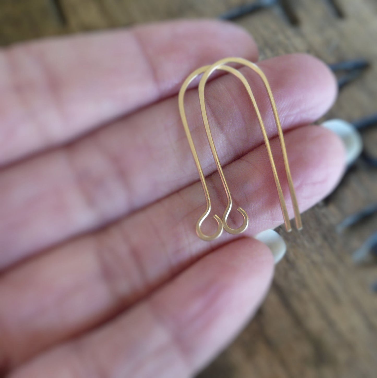 Minimalist 14kt Goldfill Earwires - Yellow or Rose Goldfill. Handmade. Handforged