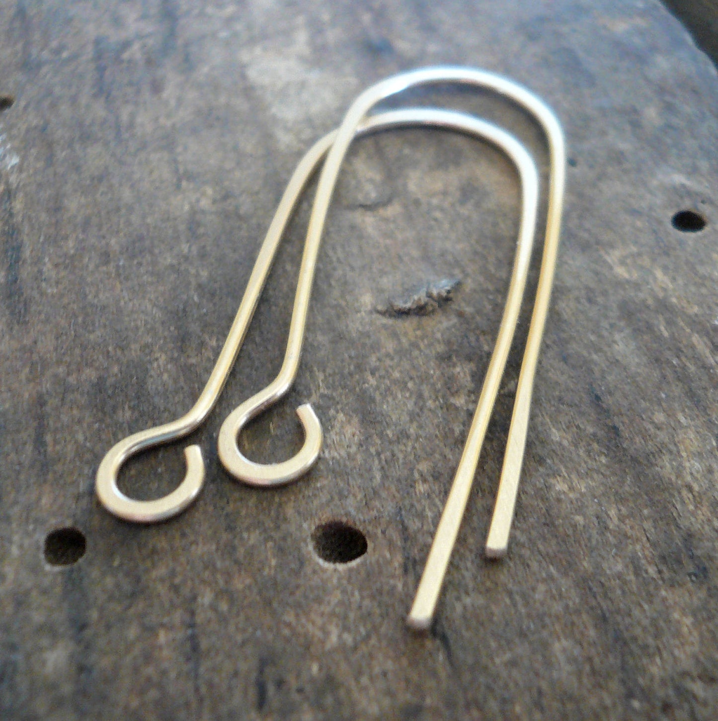 Minimalist 14kt Goldfill Earwires - Yellow or Rose Goldfill. Handmade. Handforged