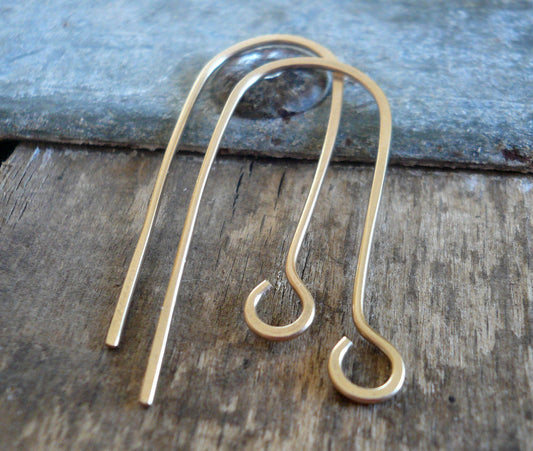 Minimalist 14kt Goldfill Earwires - Yellow or Rose Goldfill. Handmade. Handforged