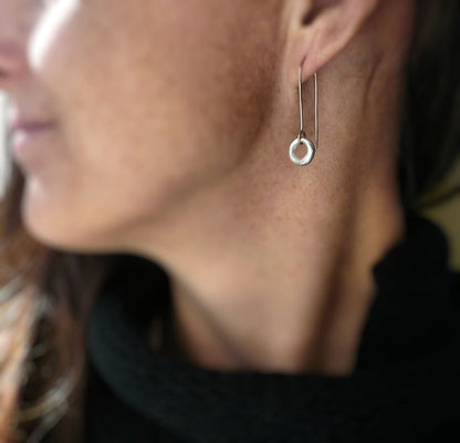 Unity Earrings - Handmade. Mixed Metal. Brushed Fine Silver &14kt Goldfill