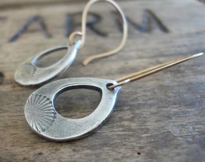 Daybreak Earrings - Handmade. Mixed Metal. 14kt Goldfill & Oxidized fine recycled silver