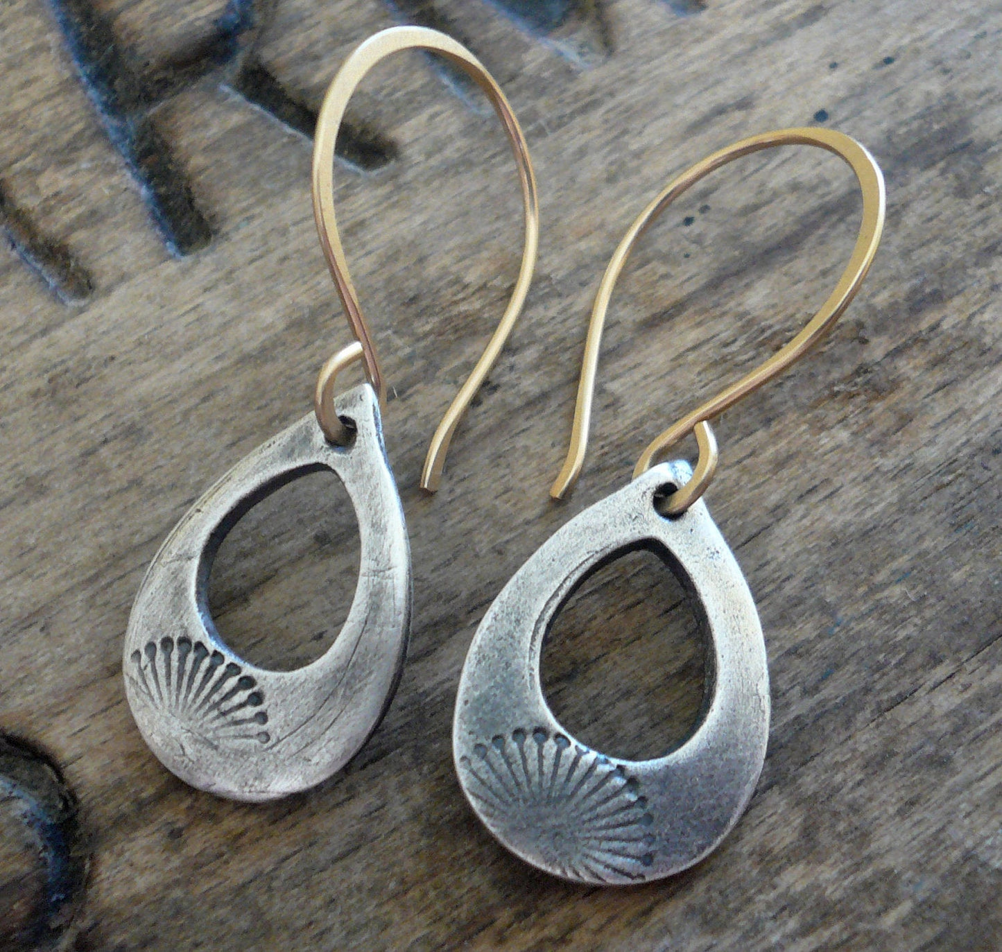 Daybreak Earrings - Handmade. Mixed Metal. 14kt Goldfill & Oxidized fine recycled silver