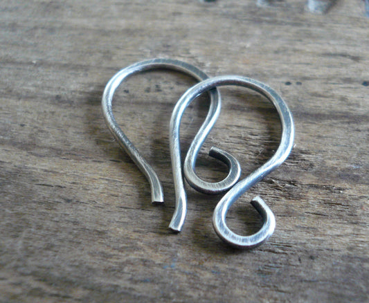 HEAVY 18 Gauge Twinkle Sterling Silver Earwires - Handmade. Hand forged. Oxidized & polished