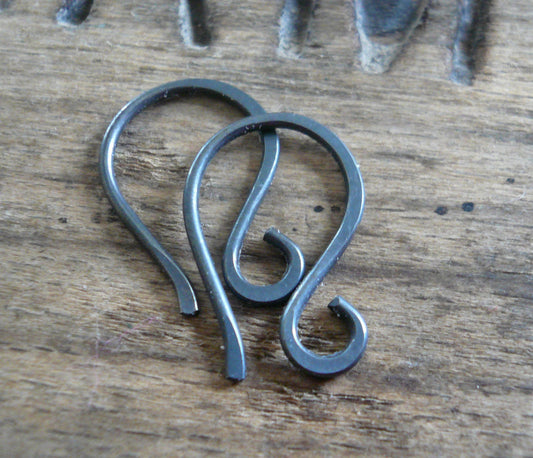 HEAVY 18 Gauge Twinkle Sterling Silver Earwires - Handmade. Hand forged. Heavily Oxidized